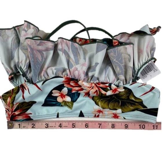 GB Girls Hawaiian Flounce Bandeau Floral Bikini Top Blue Multicolor GIRLS 10 - Picture 11 of 11